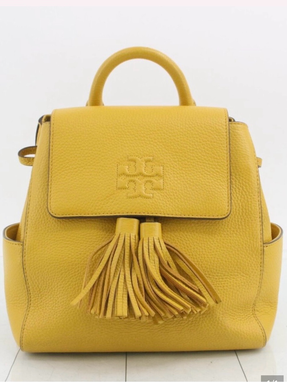 Tory Burch Mustard Leather Tassel Backpack